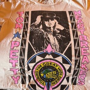 Tom Petty Heartbreakers Graphic Tee - Cream with distressed look size large